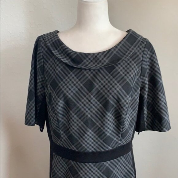 WHBM White House Black Market retro Mad Men Style black and gray Dress size 14 - Picture 3 of 5